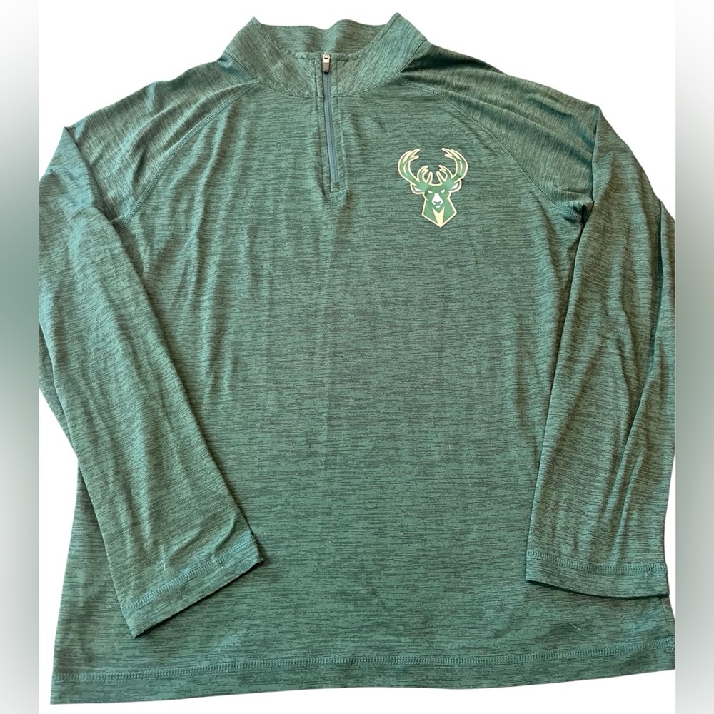 Milwaukee Bucks Majestic Forest Green Quarter-Zip Pullover